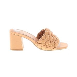 Anthropologie Seychelles Connoisseur Leather Heel, Tan Woven Straps, Size 7.5